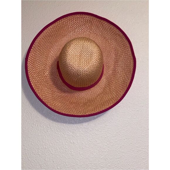 VTG, ? Natural Strew Made In Italy Elegant Chic Women’s Hat Pink And Tan main image 4